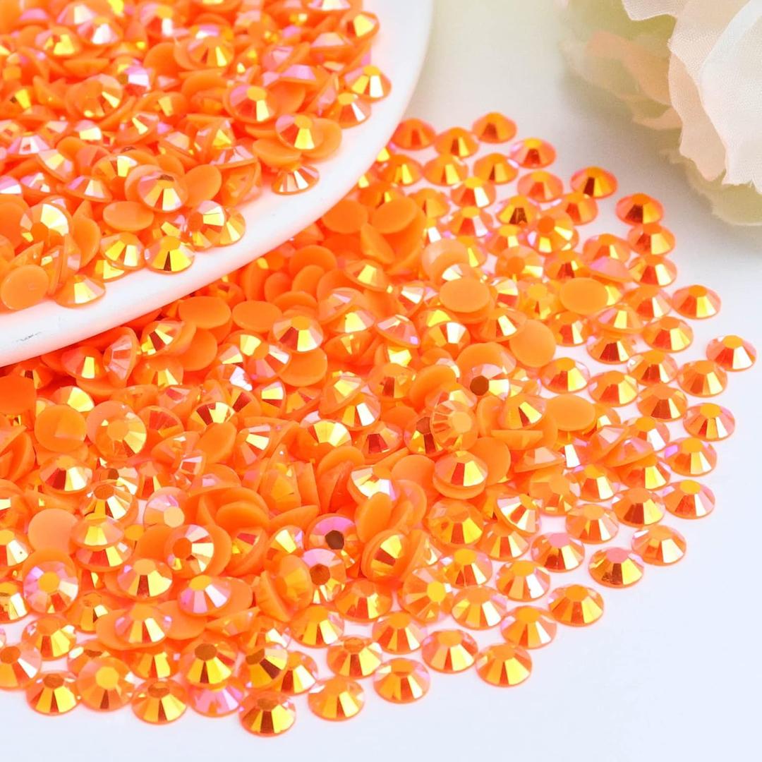 3000PCS 3mm Resin Flatback Rhinestone, Orange AB Flatback Jelly Resin Rhinestones for Mugs, Bottles, Tumblers, Craft Decoration, Loose Bling Glitter Diamond Stone