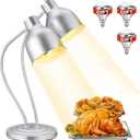 Food Heat Lamp: [Rapid-Heating Bulbs Included] [Steady Heating] Commercial Food Warmer Lamp, Electric Heat Lamp for Food Catering Food Warming Lamp for Buffet Parties (Painted Silver, 32" (2-Head))
