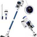 BRITECH Cordless Lightweight Stick Vacuum Cleaner, 300W Motor for Powerful Suction 40min Runtime, LED Display Screen & Headlights, Great for Carpet Cleaner, Hardwood Floor & Pet Hair (Blue)