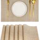 Placemats Set of 6Non-Slip PVC Weave Table Mats Easy to CleanHeat Resistant Place Mats for Kitchen Dining Table Decoration Indoor OutdoorBeige