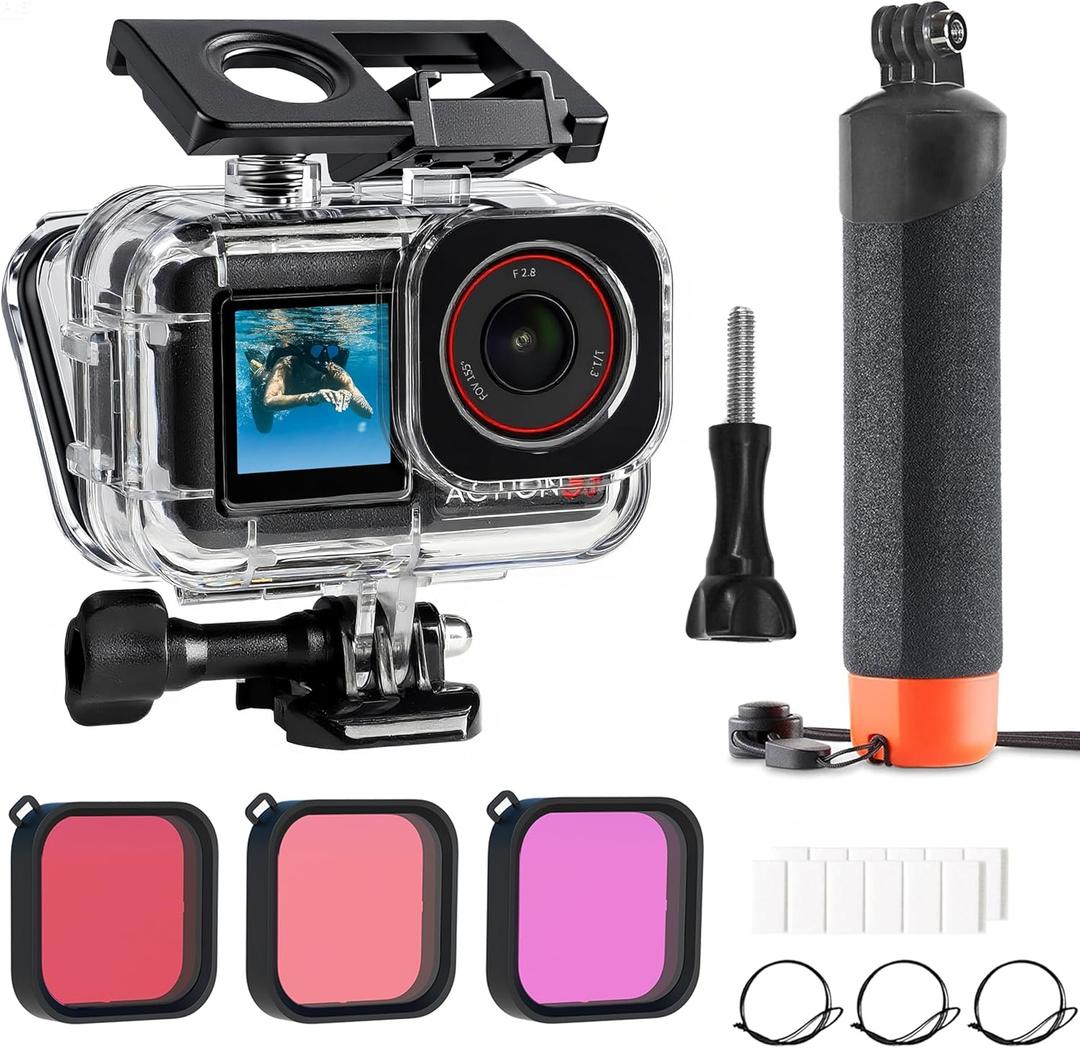 FitStill 60M/196FT Diving Kit for DJI osmo Action 5 pro/4/3, Waterproof Housing + Buoyancy Handle + Diving Filter for Underwater Shooting DJI Action 5pro/4/3 Protective Accessories