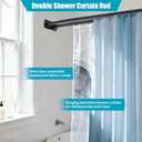 Creatyi 28 to 75 Inches Double Shower Curtain Rod Adjustable Double Shower Curtain Rods for Bathroom (28 to 75'', Black)