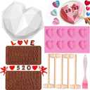 10pcs Valentines Heart Silicone Molds, Large Breakable Heart Mold for Chocolate with Hammer, 8 Cavity Diamond Hear t Shaped Silicone Molds for Valentines Candy Making