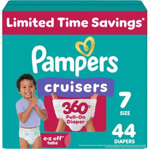 Pampers Diapers - Cruisers 360 - Size 7, 44 Count, Babyproof up to 100% Leakproof Pull-On Diaper