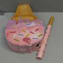 Capoda Ice Cream Piata 15.8" x 9.5" Pink Dessert Cone Shaped Piata with Stick Blindfold for Ice Cream Birthday Summer Baby Shower Wedding Party Supplies Decor