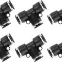 PATIKIL 6 Pcs t Shape 3 Way Push to Connect Fitting, 3/16" OD Tube Reducer Connector Quick Push Lock Adapter Air Hose Fitting for Pneumatic System Pipeline Connection, Black