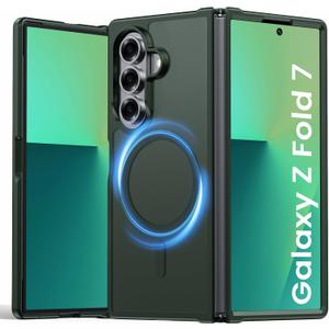 Magnetic for Galaxy Z Fold 7 Case, Compatible with MagSafe [No Screen Protector] [Military-Grade Protection] Translucent Matte Shockproof Slim Phone Case for Samsung Z Fold 7 (Green)