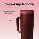 Owala SmoothSip Slider Stainless Steel Insulated Travel Mug with Handle, 100% Leak Proof, For Hot and Cold Drinks, Travel Friendly with Sliding Lock Lid, 24 oz, BPA Free, Leak Proof, Black Cherry