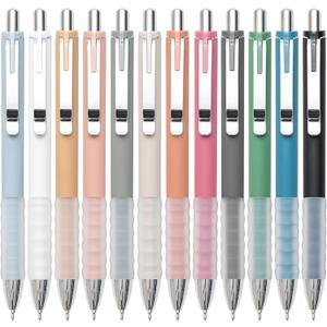 Linbsunne Ballpoint Pens Black Medium Point 1mm Pen with Super Soft Grip Ball Point Pen for Men Women Retractable Pens (silver-12 pcs)