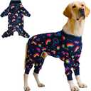 Dog Recovery Surgical Suit Male Female After Spayed, Dog Pajamas for Large Sized Breed, Dog Onesies, Rainbow, L