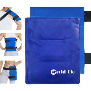 WORLD-BIO Large Gel Ice Pack Wrap for Injuries, Reusable Cold Compress Therapy Ice Pack with Straps for Swelling, Bruises, Hip, Knee Replacement Surgery, Back, Shoulder,11" x 14" Blue