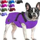 Doglay Dog Jacket Waterproof Dog Coat with Harness Built in, Christmas Puppy Winter Coat Reflective Turtleneck Puffer Snow Jackets for Small Dogs (Purple)