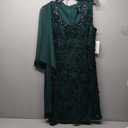 Beaded Jacket Dress W/Sheer 3/4 Sleeve Shrug in Pebble Georgette (6, Hunter)