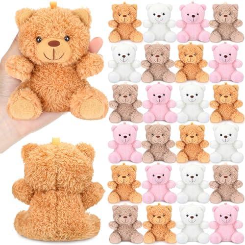 Tasdurian 24 Pcs Mini Plush Bear Bulk Small Stuffed Animal DIY Keychain for Birthday Gifts Party Favors Supplies