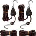 Sentry Ratchet Kayak and Canoe Bow and Stern Tie Downs 1/4" Grow Light Heavy Duty Adjustable Rope Hanger (2-Pack)