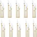 10PCS Gold Floor Candelabra,5 Arm Candle Holder Tall Floor Candle Holder with Acrylic Lampshade for Wedding Table Birthday Party Home Decoration Fit LED Taper Candles