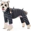 Winter Coat for Dogs - Warm Dralon Cold Weather Coat, Soft Fleece Jacket, Striped Pajamas with Drawstrings, Long Sleeves Jumpsuit Anti Hair Shedding, Reflective Onesie Clothes for Dogs, Small