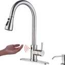 Keer Touchless Kitchen Faucet with Pull Down Sprayer, Motion Sensor Kitchen Faucet with Kitchen Soap Dispenser, Single Kitchen Faucet High Arc Pull Out Faucet for Kitchen Sink RV，Brush Nickel