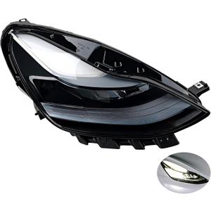 Full LED Headlights Assembly, Compatible with 2021-2023 Tesla 3 Tesla Y Base Mayor Performance Long Range Standard Estandar, Replace 1514953 151495300C Right Passenger Side Front Head Lights Assembly