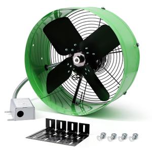 Vent Attic Fan with Adjustable Thermostat, 15" Gable Mount Ventilation Exhaust Fan 1650 CFM, 1075 RPM, 2500 SQ. FT. Attic Ventilator Green for Gable, Shed, Home