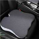 Car Seat Cushion, Auto Gel Infused Memory Foam Cushion for Driver Comfortable Driving Hip Pressure Relief Office Chair, Universal for Vehicles and Office Chairs (Gray/White)