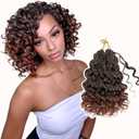 Prelooped GoGo Curl Crochet Hair 8 Inch 8 packs Short Curly Crochet Hair for Women Pre twisted Box Braids with Curly Ends Water Wave Beach Curls Synthetic Boho Hair Extensions Ombre Brown 1B/30