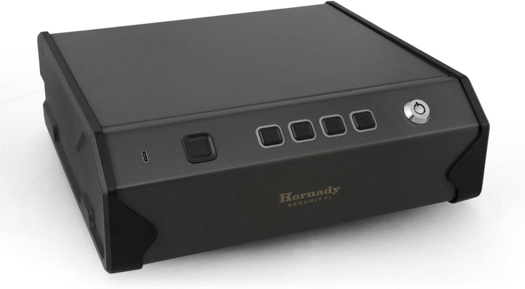 Hornady Biometric Keypad Vault (97536) - Fingerprint Safe, Secure Your Pistol and Valuables, Quick Access - Digital Keypad Access and Backup Key - Ideal for Home and Nightstand