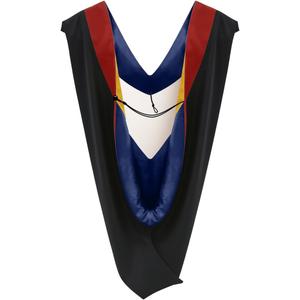 CLERKMANS Unisex Graduation Hood for Bachelors & Masters Degree -University Academic Hood (Scarlet/Darkblue/Gold)