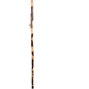 Handcrafted Nature Wood Hiking Stick 55 Inches Long - with Hand Strap and Rubber Tip Cover - Transparent Waterproof Painting Coating