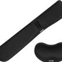 Wrist Rest for Computer Keyboard and Mouse - Ergonomic Memory Foam Mousepad Rests with Non-Slip Base for Office, Gaming, Computer - Pain Relief & Carpal Tunnel Support, Black, 2-Piece Desk Accessories