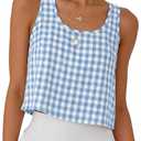 IDEALSANXUN Womens Scoop Neck Crop Tank Tops Spring Summer Sleeveless Tops (Blue, S)