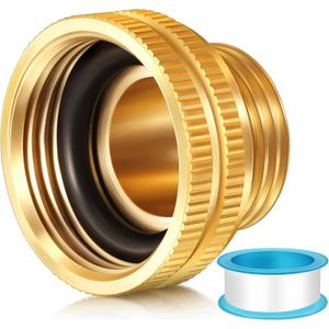 Solid Brass Garden Hose Adapter, 3/4'' GHT Garden Male x 1'' NPT Female Connector, 1 Inch Male Hose Thread to 1.3 Inch Pipe Fittings Thread, with Rubber Gasket