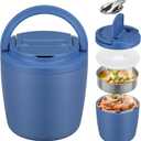 MAXSO Lunch Container 40 oz for Adults Stainless Steel Vacuum Insulated Food Jar, Soup Thermo for Hot Food Thermal Bento Box, Wide Mouth Leakproof Buckle Lid with Spoon - Blue