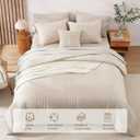 Monbix Oversized King Size Comforter Set - 7 Pieces Apricot Beige Bed in a Bag Oversized King Bedding Sets with Comforters, All Seasons Comforter Bed Set with Sheets, Pillowcases & Shams