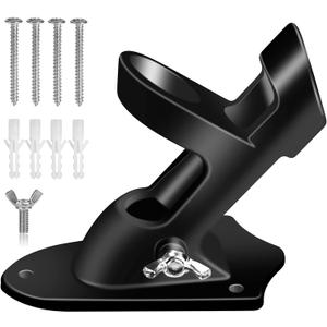 Flag Pole Holder Brackets, BONWIN 1" Flag Pole Mounting Bracket with Hardwares for House Wall Mount, 1" Inner Diameter, Two Positions & Aluminium Alloy, Rust Free Coated (Black - 1 Pack)