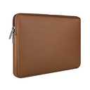 RAINYEAR 15.6 Inch Laptop Sleeve Soft PU Leather Case Protective Water Resistant Zipper Padded Cover Carrying Bag Compatible with 15.6" Notebook Computer Chromebook(Brown)