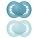 MAM Original Matte Baby Pacifiers 6-16 Months, Binky for Newborn Babies, BPA-Free Skin Soft Silicone Nipple, Easy to Clean, Developed with Medical Experts, 2 Count, with Sterilizer Case (Sky / Blue)