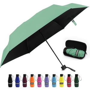 Yoobure Small Mini Umbrella with Case Light Compact Design Perfect for Travel Lightweight Portable Parasol Outdoor Sun&Rain Umbrellas (Mint Green)