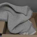 EGOHOME 100% Cotton Throw Blanket for Couch,Cotton Waffle Weave Blanket for All Seasons,Soft Lightweight Breathable Jacquard Dual-Tone Textured Blanket-Sleet Grey,50 x 60 Inches