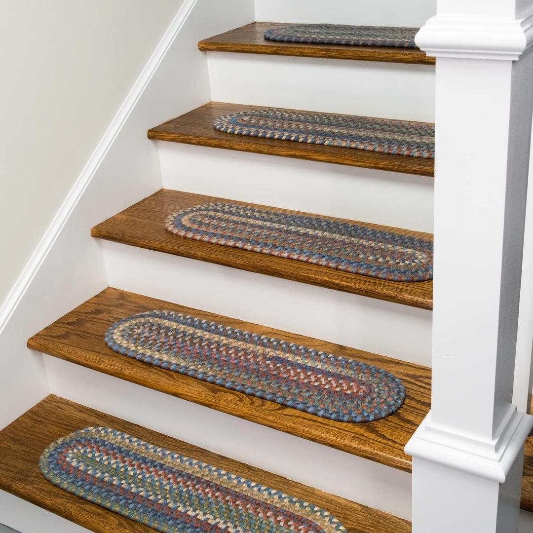 Colonial Mills New England Braid Stair Treads - Blue 8"x28" (Set 4)