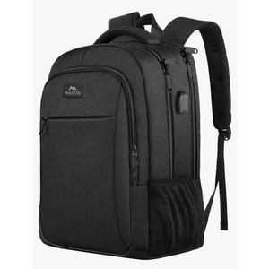 MATEIN Business Laptop Backpack, 15.6 Inch Travel Laptop Bag Rucksack with USB Charging Port, Water-Resistant Bag Daypack for Work College Computer Men Women Backpack, Black