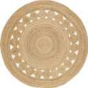 SAFAVIEH Area Rug 4' Round - Natural Fiber Collection - Natural Brown, Handmade Jute, Boho Farmhouse Braided Design (NF364A)