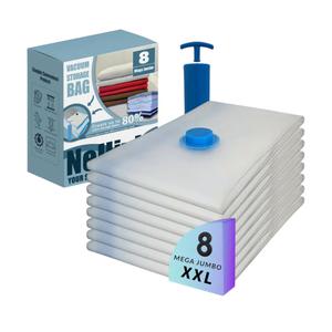 Mega Jumbo XXL Vacuum Storage Bags with Pump, Supersized Compression Space Saver for Comforter, duvet, Bedding, Blanket storage, Vacuum Seal Bags for Clothing, Durable Safe Poly Material