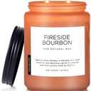 M&SENSE Fireside Bourbon Candles Strong Scented, Wick Jar Candle 19.4oz 110 Hour Long Lasting, Organic Natural Soy Wax Candle for Bedroom Kitchen Home Decor, Warm Housewarming Gifts for Men Women