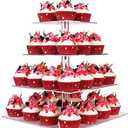 YestBuy 4 Tier Cupcake Stand, Acrylic Cupcake Tower Stand, Premium Cupcake Holder, Clear Cupcake Display Tree Tower Stand For 52 cupcakes, Display for Pastry Wedding Birthday Party