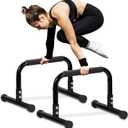 TABEKE Push Up Bar, 14'' High Steel Parallettes & Dip Bar with Full Coverage Foam Handle, Heavy-Duty Calisthenics Parallel Bars for L-Sit, Dips, Home Gym Strength Training Workout