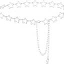 Silver Star Chain Belt Western Metal Belt for Women Punk Chain Belts for Dresses Jeans Waist Chain Belt Y2k Emo Body Jewelry