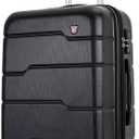 DUKAP RODEZ Hardside Luggage with Ergonomic Handles and TSA Lock | Spacious Traveling Suitcase, Travel Suitcase with Four Spinner Wheels and Studs | 24" Medium Luggage | Black
