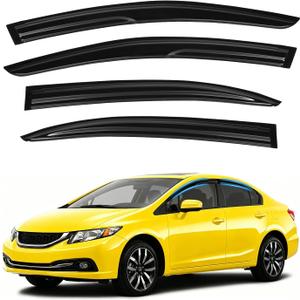 Civic Rain Guard - Window Visors for Honda Civic Sedan 2012-2015, Out-Channel Side Window Rain Guards for Civic Accessories, 4PCS, Black, Car Accessories