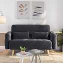 Yaheetech 46" Small Modern Fabric Sofa Loveseat Mid Century 2 Seater Sofa Couch with Lumbar Pillows, Solid Wood Legs for Living Room, Small Space, Dorm, Office, Bedroom, Dark Gray (29 X 46 X 30.5")